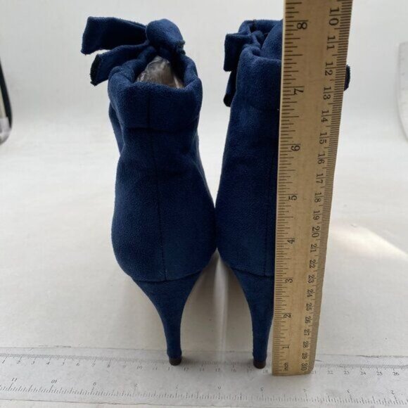 XYD | Shoes | Xyd Royal Blue Peep Toe Ankle Boot High Heels  XYD Classical Pointed Toe Ankle Booties Low Kitten Heels Cute Bow Shoes Blue